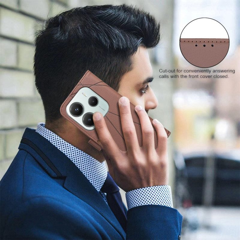 Läderfodral Xiaomi Redmi Note 14 5g Telefonfodral Binfen Color Linjer