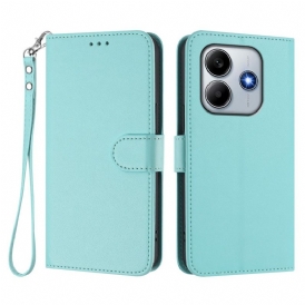 Läderfodral Xiaomi Redmi Note 14 5g Telefonfodral Enfärgat Med Snodd