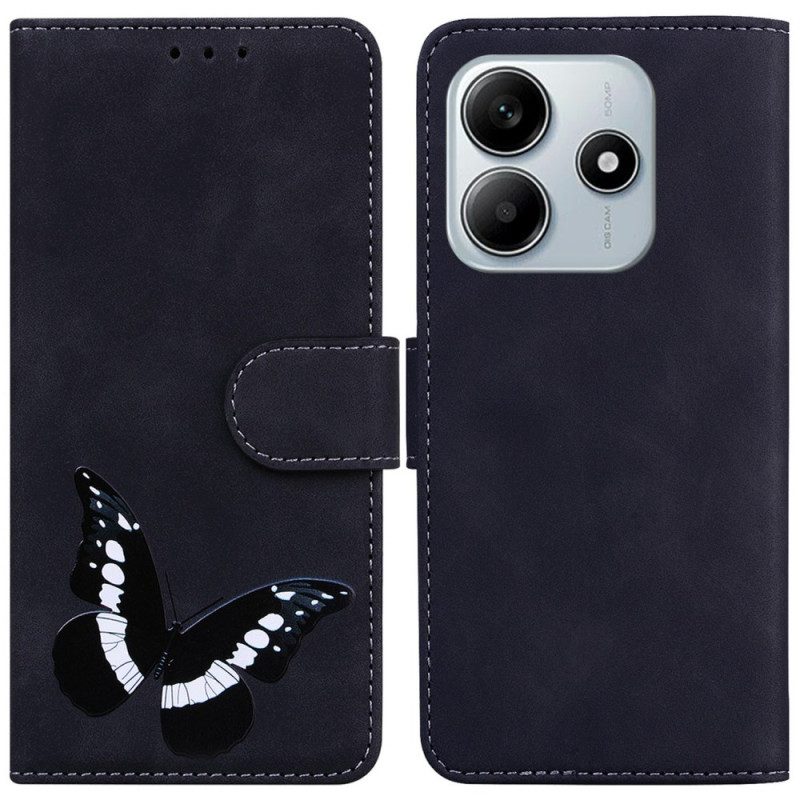 Läderfodral Xiaomi Redmi Note 14 5g Telefonfodral Fjärilsmockeffekt
