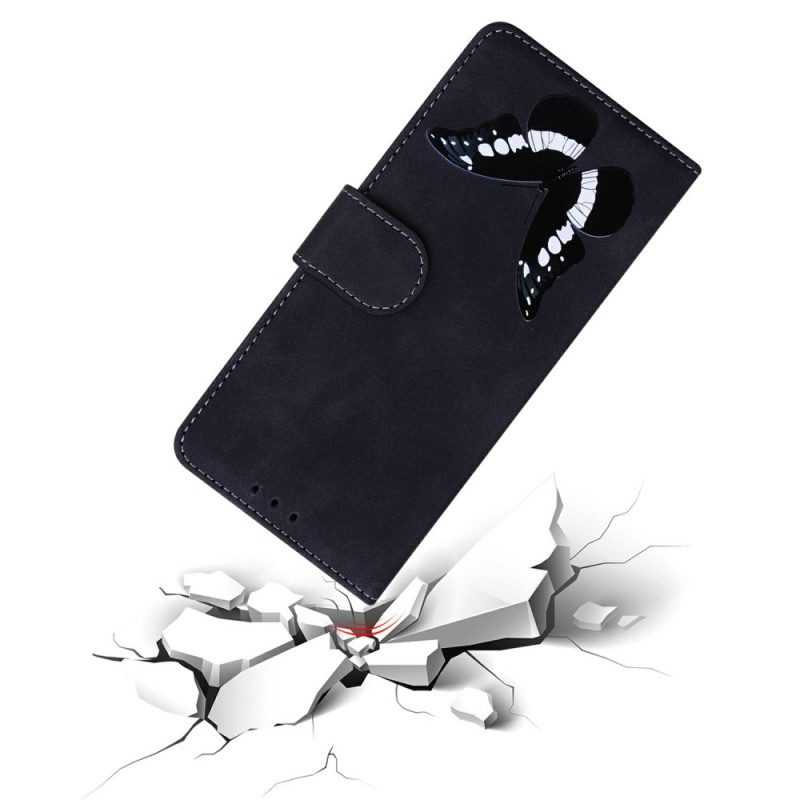 Läderfodral Xiaomi Redmi Note 14 5g Telefonfodral Fjärilsmockeffekt