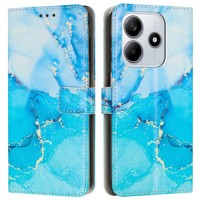 Läderfodral Xiaomi Redmi Note 14 5g Telefonfodral Marmorstil Med Rem