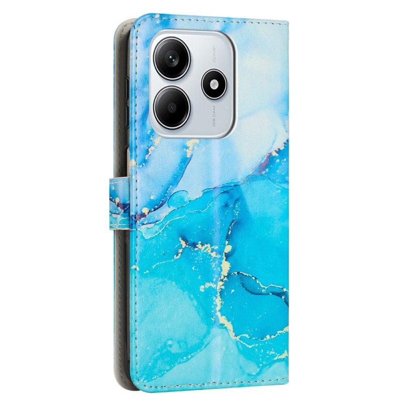 Läderfodral Xiaomi Redmi Note 14 5g Telefonfodral Marmorstil Med Rem