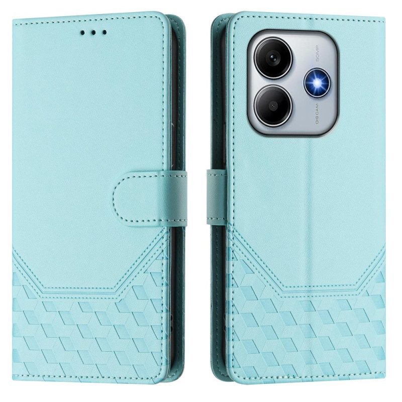 Läderfodral Xiaomi Redmi Note 14 5g Telefonfodral Rfid-funktionellt Honungskakemönster