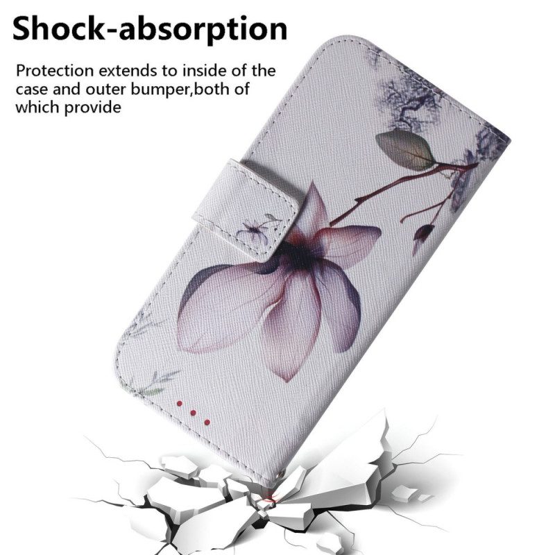 Läderfodral Xiaomi Redmi Note 14 5g Telefonfodral Rosa Blomma