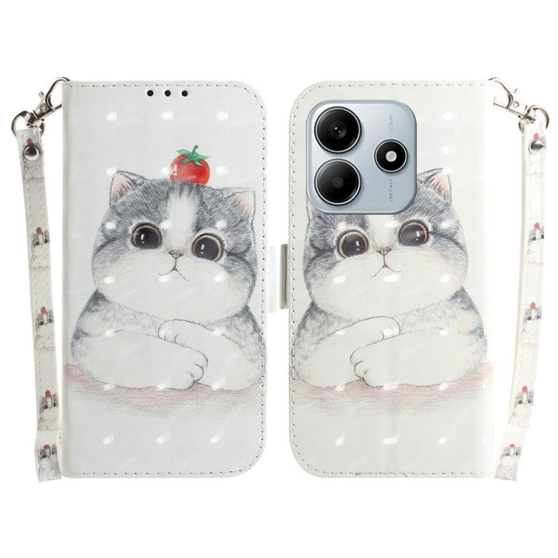 Läderfodral Xiaomi Redmi Note 14 5g Telefonfodral Söt Katt Med Snodd