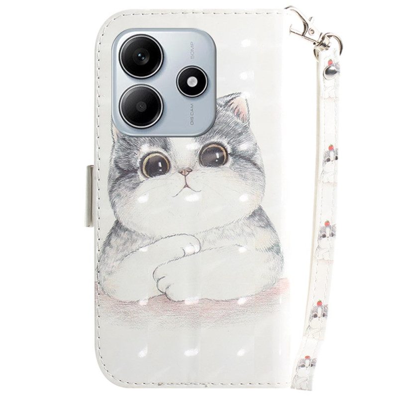 Läderfodral Xiaomi Redmi Note 14 5g Telefonfodral Söt Katt Med Snodd