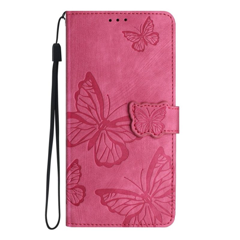 Läderfodral Xiaomi Redmi Note 14 Pro 4g Telefonfodral Fjärilar Med Mockaeffekt