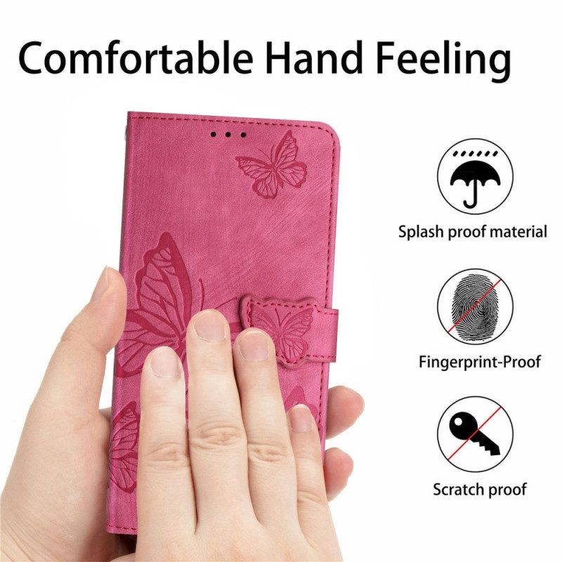 Läderfodral Xiaomi Redmi Note 14 Pro 4g Telefonfodral Fjärilar Med Mockaeffekt