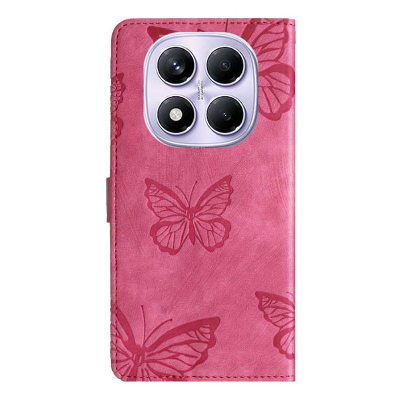 Läderfodral Xiaomi Redmi Note 14 Pro 4g Telefonfodral Fjärilar Med Mockaeffekt