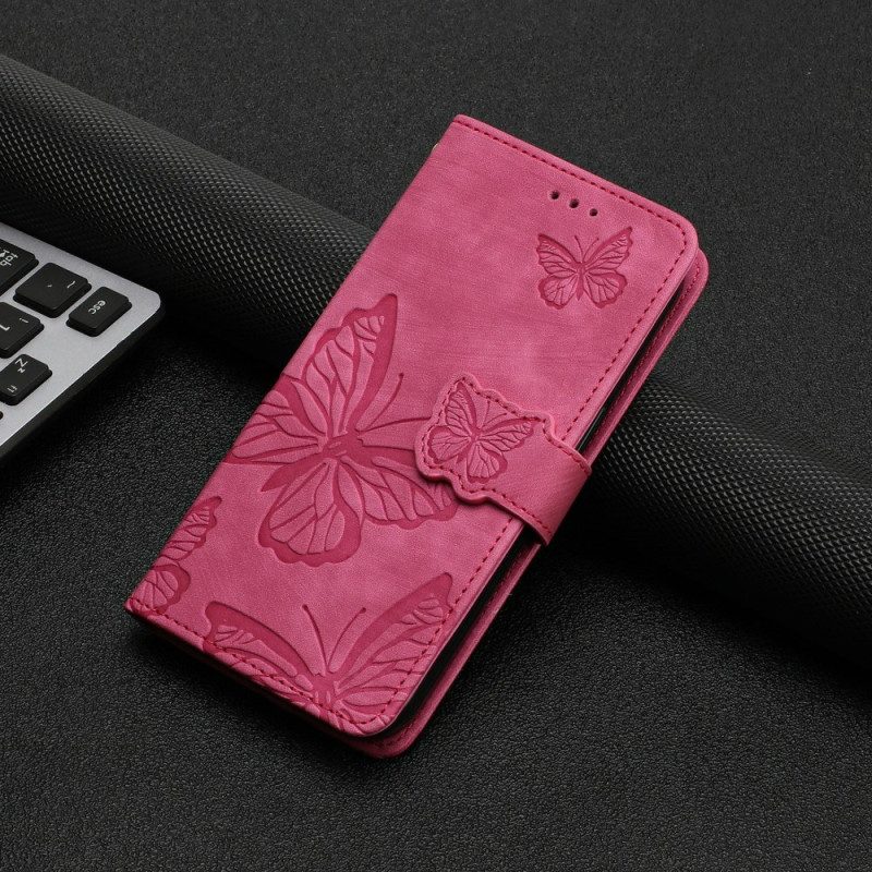Läderfodral Xiaomi Redmi Note 14 Pro 4g Telefonfodral Fjärilar Med Mockaeffekt