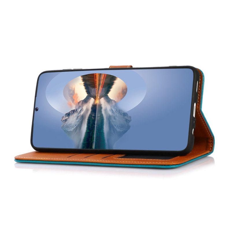 Läderfodral Xiaomi Redmi Note 14 Pro 4g Telefonfodral Guldfärgad Spänne Khazneh
