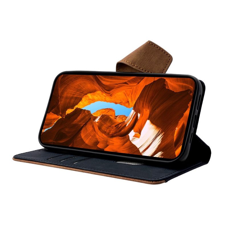 Läderfodral Xiaomi Redmi Note 14 Pro 4g Telefonfodral Rfid-blockerande Tvåfärgad Mockaeffekt