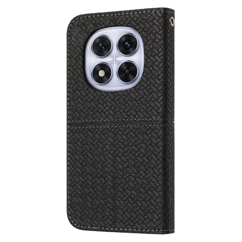 Läderfodral Xiaomi Redmi Note 14 Pro 4g Telefonfodral Vävd Textur Med Rem