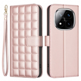 Läderfodral Xiaomi Redmi Note 14 Pro 5g Telefonfodral Premium Quiltad Rem