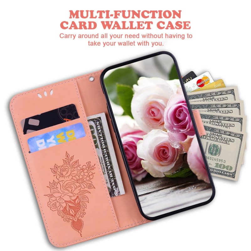 Läderfodral Xiaomi Redmi Note 14 Pro 5g Telefonfodral Rosa Mockaeffekt