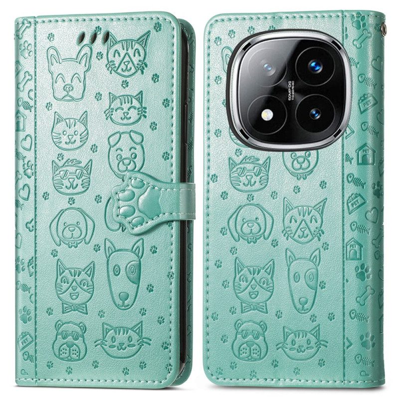Läderfodral Xiaomi Redmi Note 14 Pro Plus 5g Telefonfodral Animerade Djur