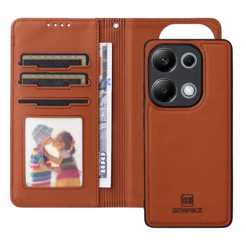 Läderfodral Xiaomi Redmi Note 14s Telefonfodral Avtagbart Fodral Betopnice