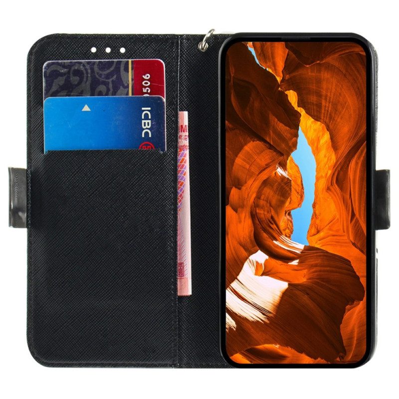 Läderfodral Xiaomi Redmi Note 15 5g Telefonfodral Arg Panda Med Snöre