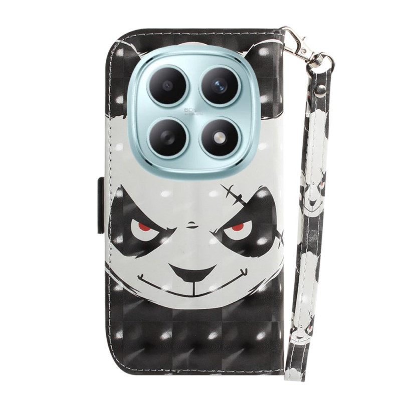 Läderfodral Xiaomi Redmi Note 15 5g Telefonfodral Arg Panda Med Snöre