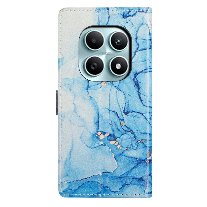 Läderfodral Xiaomi Redmi Note 15 5g Telefonfodral Blå Marmor