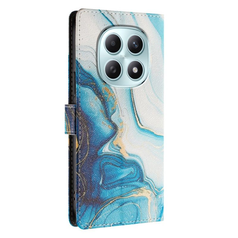 Läderfodral Xiaomi Redmi Note 15 5g Telefonfodral Blå Marmor