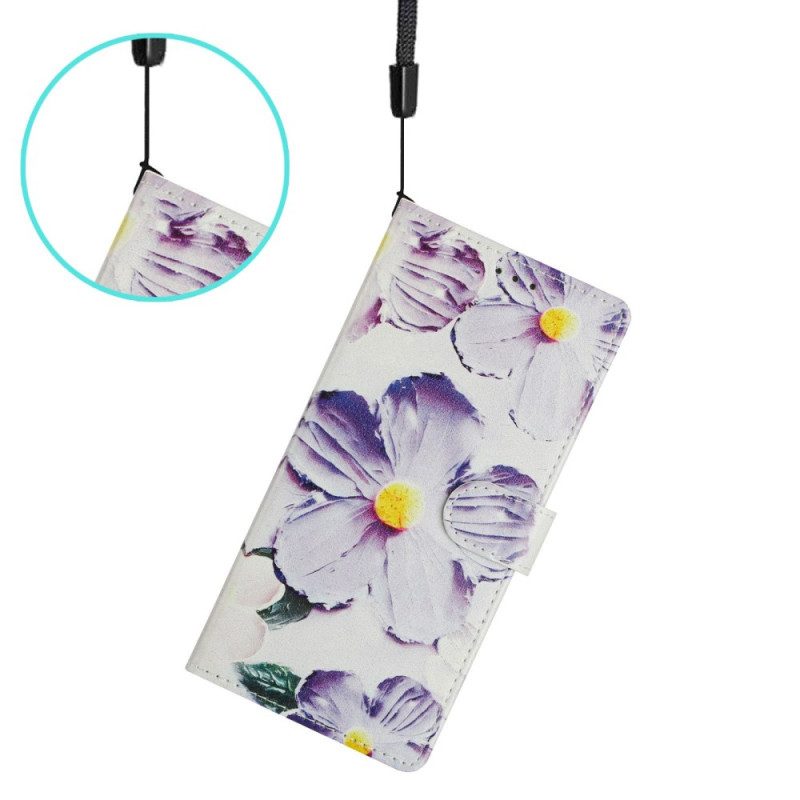 Läderfodral Xiaomi Redmi Note 15 5g Telefonfodral Lila Blommor