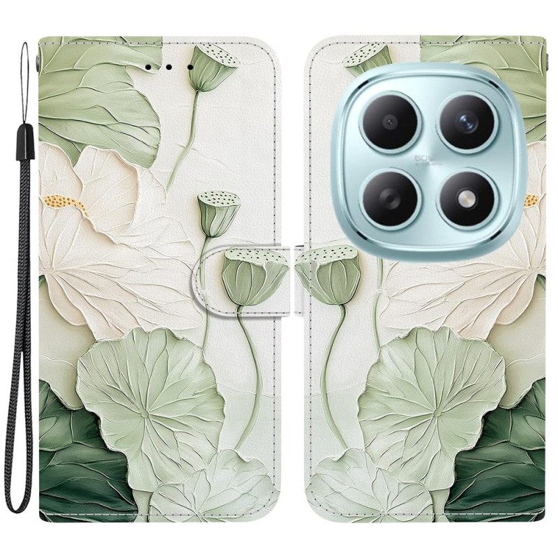 Läderfodral Xiaomi Redmi Note 15 5g Telefonfodral Lotusmönster