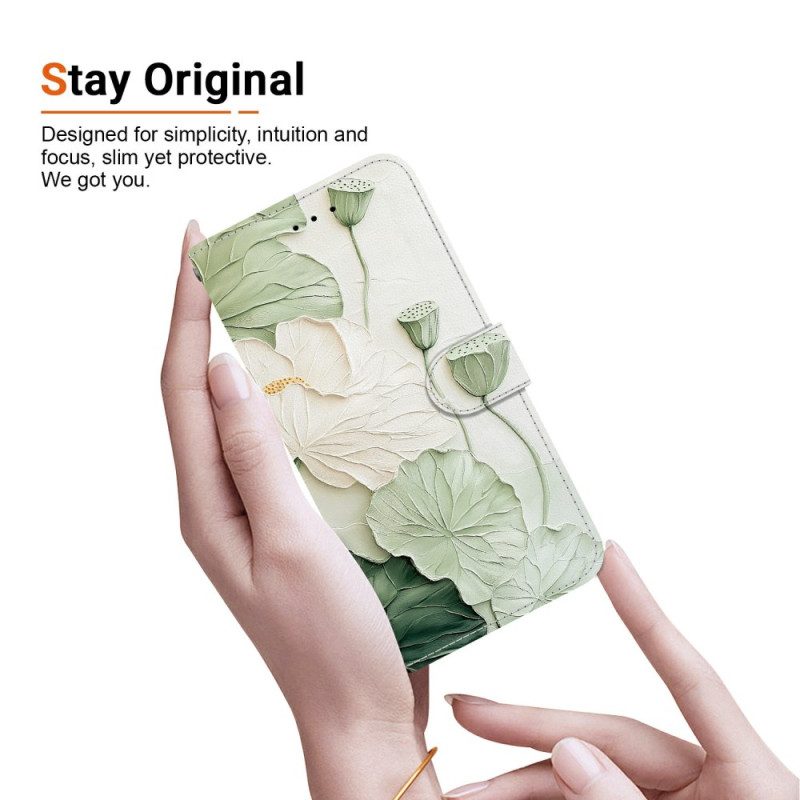 Läderfodral Xiaomi Redmi Note 15 5g Telefonfodral Lotusmönster