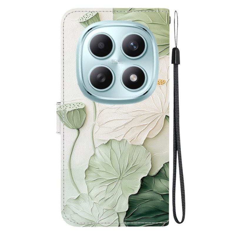 Läderfodral Xiaomi Redmi Note 15 5g Telefonfodral Lotusmönster