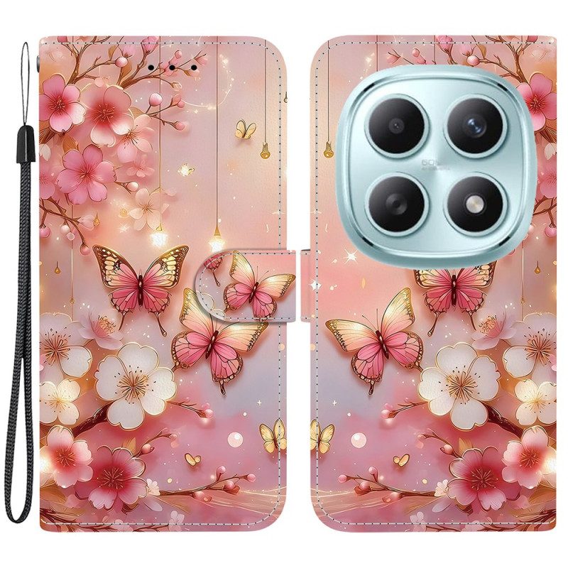 Läderfodral Xiaomi Redmi Note 15 5g Telefonfodral Lykta Fjärilar