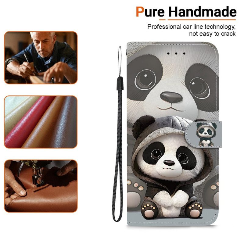 Läderfodral Xiaomi Redmi Note 15 5g Telefonfodral Pandamönster