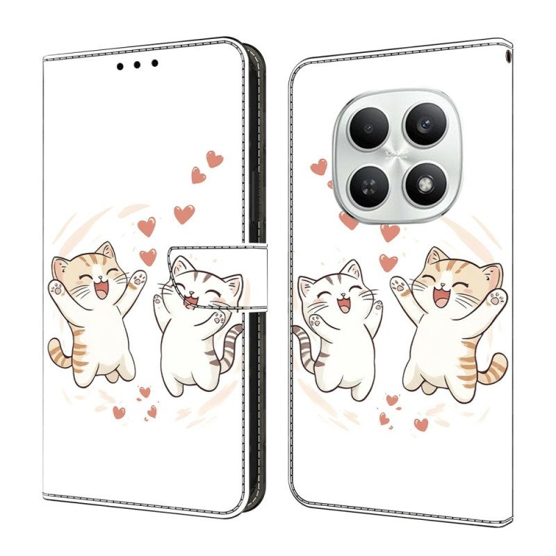 Läderfodral Xiaomi Redmi Note 15 5g Telefonfodral Roliga Katter