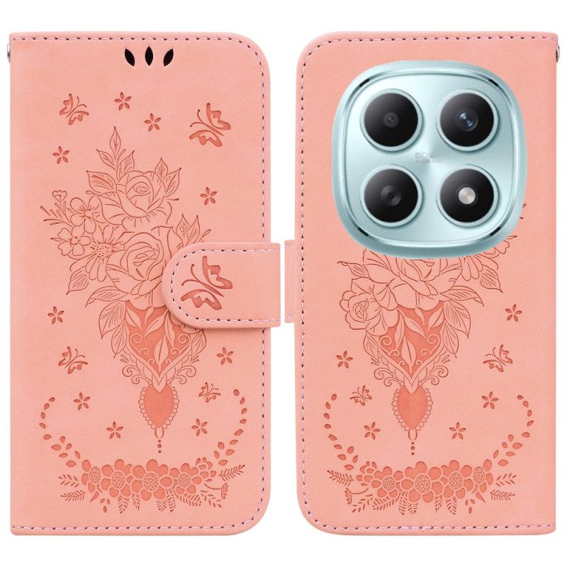 Läderfodral Xiaomi Redmi Note 15 5g Telefonfodral Rosendesign Med Mockaeffekt