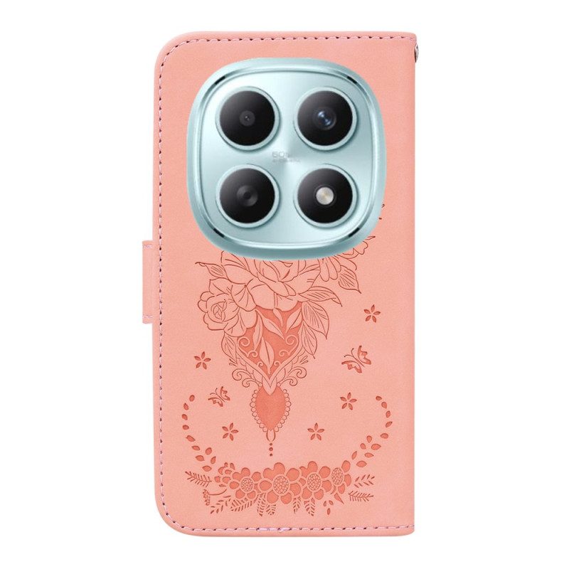 Läderfodral Xiaomi Redmi Note 15 5g Telefonfodral Rosendesign Med Mockaeffekt