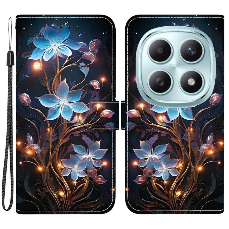 Läderfodral Xiaomi Redmi Note 15 5g Telefonfodral Små Lyktblommor