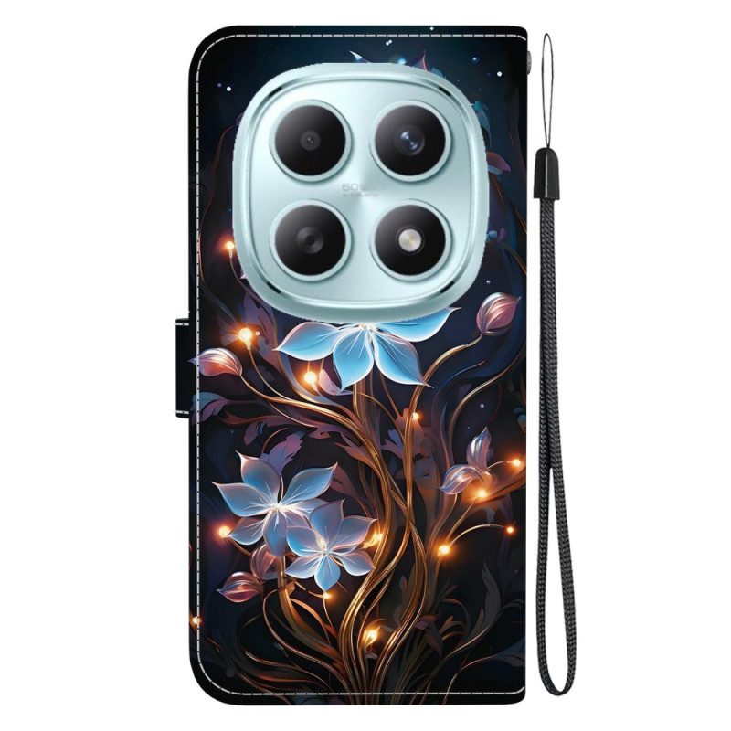 Läderfodral Xiaomi Redmi Note 15 5g Telefonfodral Små Lyktblommor