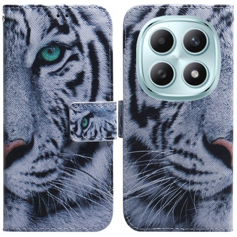 Läderfodral Xiaomi Redmi Note 15 5g Telefonfodral Vit Tiger