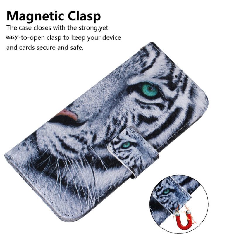 Läderfodral Xiaomi Redmi Note 15 5g Telefonfodral Vit Tiger