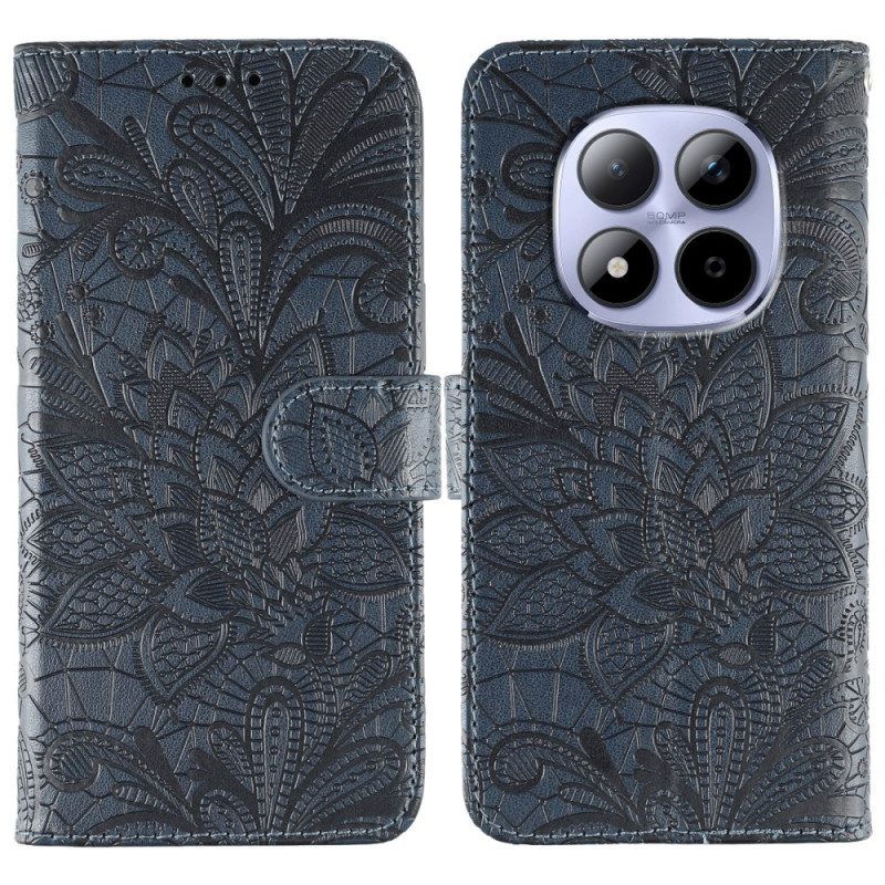 Läderfodral Xiaomi Redmi Note 15 Pro 5g Telefonfodral Blommigt Spetsmönster