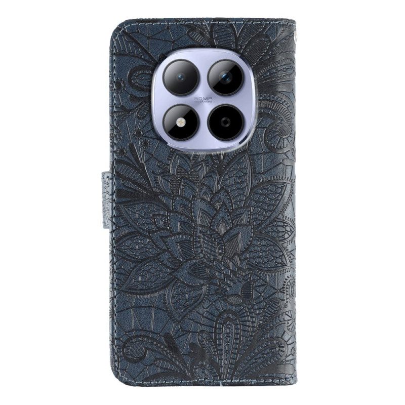 Läderfodral Xiaomi Redmi Note 15 Pro 5g Telefonfodral Blommigt Spetsmönster