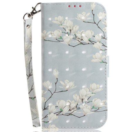 Läderfodral Xiaomi Redmi Note 15 Pro 5g Telefonfodral Vita Magnolior Med Remmar