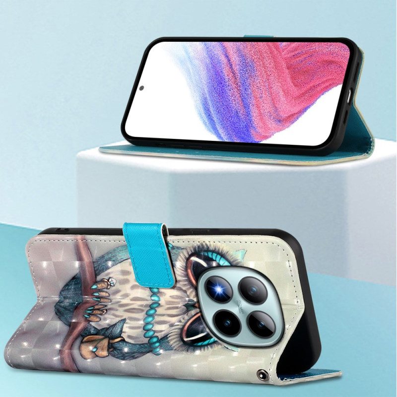 Läderfodral Xiaomi Redmi Note 15 Pro Plus 5g Telefonfodral Grå Uggla