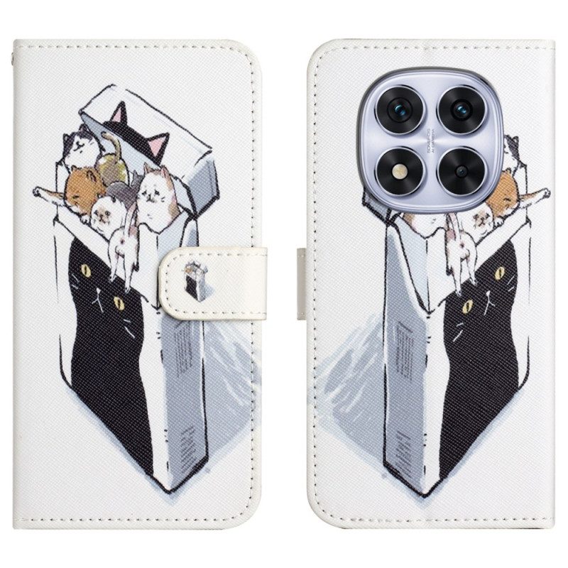 Läderfodral Xiaomi Redmi Note 15 Pro Plus 5g Telefonfodral Katter I En Låda