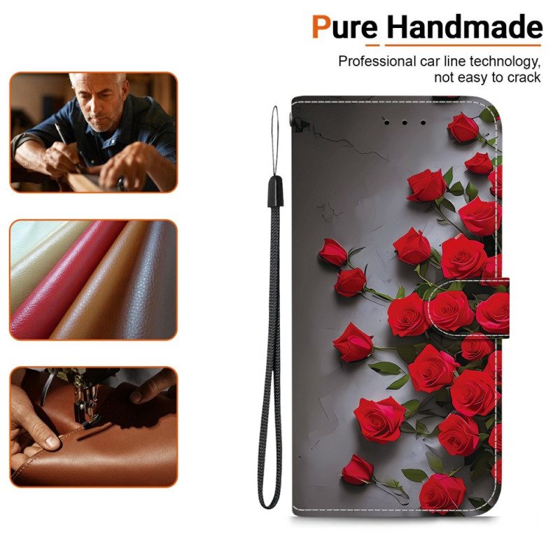 Läderfodral Xiaomi Redmi Note 15 Pro Plus 5g Telefonfodral Röda Rosor