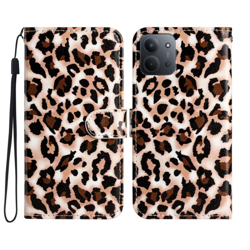 Läderskal Fodral Poco C85 Leopard