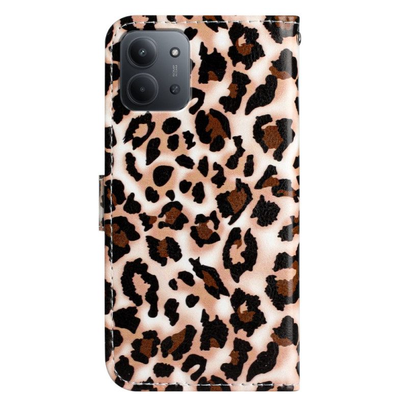 Läderskal Fodral Poco C85 Leopard