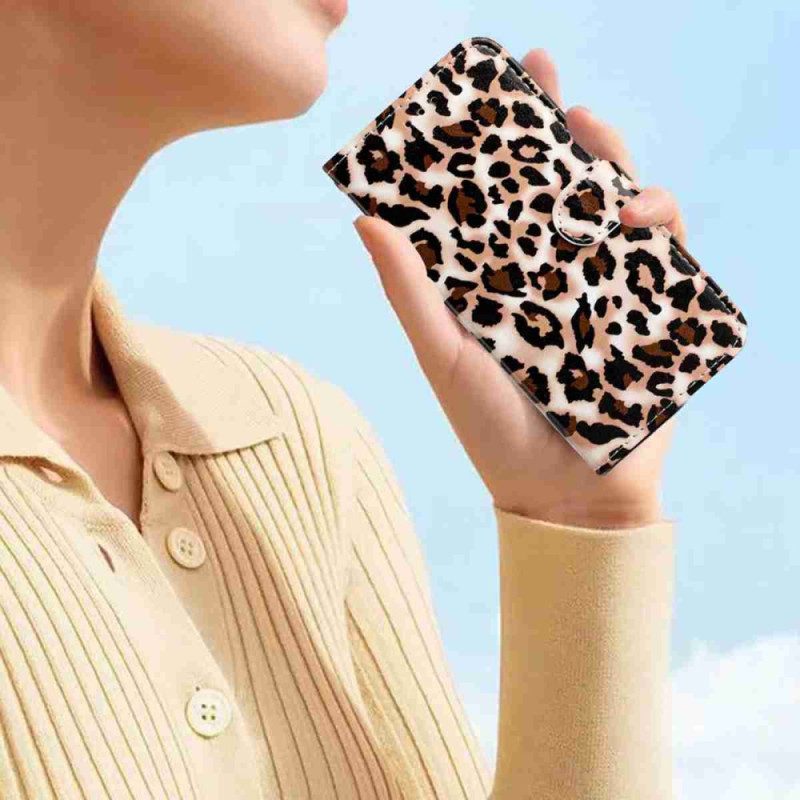 Läderskal Fodral Poco C85 Leopard