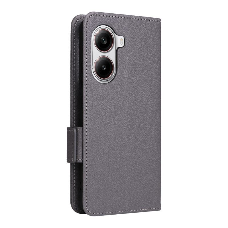 Läderskal Fodral Poco X7 Pro 5g Litchi-konstläder Med Rem