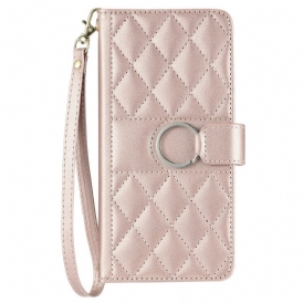 Läderskal Fodral Poco X7 Pro 5g Quiltad Design Med Snodd Och Axelrem