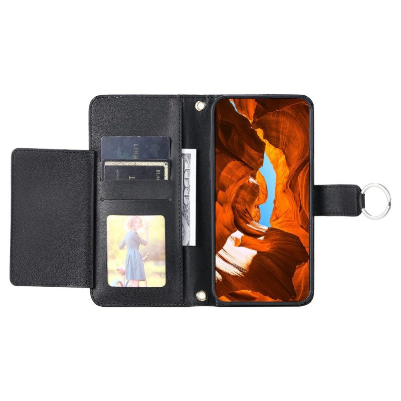 Läderskal Fodral Poco X7 Pro 5g Quiltad Design Med Snodd Och Axelrem